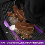 CAR PASS Heavy Duty Rubber Car Mats Metallic,Aluminum Film All Weather Floor Mats Waterproof Universal Trim to Fit SUVs Sedans Vans 4 Piece Anodized Deep Dish Two-Tone Sporty Black Purple Chrome