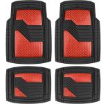 CAT DiamondShield Rubber Floor Mats for Cars, Trucks, SUVs - All Weather Protection Front & Rear Set With Heel Pad & Anti-Slip Backing - Universal Fit Trim-to-Fit, Red