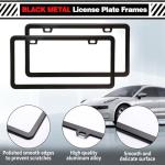 2 Pack Matte Black License Plate Frames with 2 Holes, Thick-Coated Rust-Proof Aluminum Metal License Plate Holder, Includes Screw Accessories, Universal Car License Plate Cover for Man