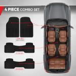 BDK 3-Row ProLiner Original Heavy Duty 4pc Front & Rear Rubber Floor Mats for Car SUV Van (Fits 3rd Row Vehicles) - All Weather Protection Universal Fit (Black)