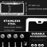 Shering Bling License Plate Frame, 2 Pack License Plate Frame with Premium Gift Box for Women,Rhinestone License Plate Frames with 1200pcs Rhinestones(Sliver Rhinestone)