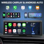 Apenet Wireless CarPlay Screen with 2K Dash Cam, 8.1" Portable Touchscreen Car Stereo with CarPlay & Android Auto, 1080P Backup Camera, Voice Control, Bluetooth, Mirror Link, GPS Navigation