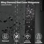 CAR PASS Leather Bling Diamond Car Seat Covers 2 Front Interior Sets, Waterproof Universal Shining Glitter Crystal Sparkle Fit for 95% Automotive Truck SUV Cute Women Girl, Black Rhinestone