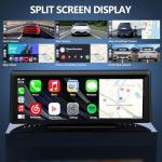 Apenet Wireless CarPlay Screen with 2K Dash Cam, 8.1" Portable Touchscreen Car Stereo with CarPlay & Android Auto, 1080P Backup Camera, Voice Control, Bluetooth, Mirror Link, GPS Navigation