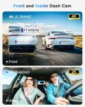 4K Dash Cam Front and Rear, 3 Channel Dash Camera with IMX335 Night Vision, WiFi GPS, Voice Control, 2K+1080P+1080P Dash Camera for Cars (64GB Card Included) Black
