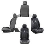 FLORICH Leather Seat Covers, Seat Covers Full Set, Car Seat Protectors 5 Seats, Automotive Seat Covers Fit for Most Cars Trucks SUV- Gray&Black
