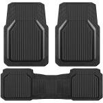 CAR PASS Heavy Duty Rubber Floor Mats for Car, Waterproof Liner Deep Dish Car Mats Full Sets, Universal Trim to Fit for SUV Truck Sedans Vans, All Weather Automotive Floor Mats 3pcs, Solid Black Gray