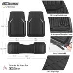 CAR PASS Heavy Duty Rubber Floor Mats for Car, Waterproof Liner Deep Dish Car Mats Full Sets, Universal Trim to Fit for SUV Truck Sedans Vans, All Weather Automotive Floor Mats 3pcs, Solid Black Gray