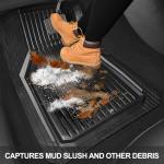 CAR PASS Heavy Duty Rubber Floor Mats for Car, Waterproof Liner Deep Dish Car Mats Full Sets, Universal Trim to Fit for SUV Truck Sedans Vans, All Weather Automotive Floor Mats 3pcs, Solid Black Gray