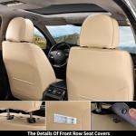 Coverado Beige Nappa Leather Car Seat Covers, Universal Fit Front Seats, 2-Pack Waterproof Seat Covers, Perforated Faux Leather, Compatible with Most Cars Trucks