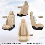 Coverado Beige Nappa Leather Car Seat Covers, Universal Fit Front Seats, 2-Pack Waterproof Seat Covers, Perforated Faux Leather, Compatible with Most Cars Trucks