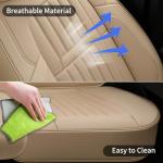 Coverado Beige Nappa Leather Car Seat Covers, Universal Fit Front Seats, 2-Pack Waterproof Seat Covers, Perforated Faux Leather, Compatible with Most Cars Trucks