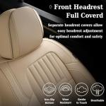 Coverado Beige Nappa Leather Car Seat Covers, Universal Fit Front Seats, 2-Pack Waterproof Seat Covers, Perforated Faux Leather, Compatible with Most Cars Trucks