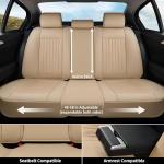 Coverado Beige Nappa Leather Car Seat Covers, Universal Fit Front Seats, 2-Pack Waterproof Seat Covers, Perforated Faux Leather, Compatible with Most Cars Trucks