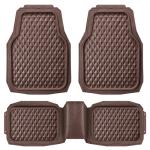 CAR PASS Heavy Duty Rubber Car Mats, Deep Dish All-Weather Floor Mat for Car Full Set Durable Anti-Slip 3D Rhombus Waterproof Trim to Fit Liner Universal Fit Automotive,Sedan,SUV,Truck, 3 Piece Brown