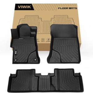 VIWIK Floor Mats for Honda Civic 2012 2013 2014 2015, Custom Fit All Weather TPE Floor Liners for Honda Civic 2012-2015 1st and 2nd Row, Automotive Car Mats, Black