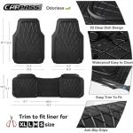 CAR PASS Heavy Duty Rubber Car Floor Mats, Waterproof Universal Trim-to-Fit Car Mats All Weather Floor Mats for SUV Truck Sedan, Premium Auto Floor Mats Full Set 3 Piece Anti-Slip, Solid Pure Black