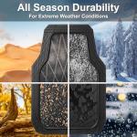 CAR PASS Heavy Duty Rubber Car Floor Mats, Waterproof Universal Trim-to-Fit Car Mats All Weather Floor Mats for SUV Truck Sedan, Premium Auto Floor Mats Full Set 3 Piece Anti-Slip, Solid Pure Black