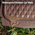 CAR PASS Heavy Duty Rubber Car Mats, Deep Dish All-Weather Floor Mat for Car Full Set Durable Anti-Slip 3D Rhombus Waterproof Trim to Fit Liner Universal Fit Automotive,Sedan,SUV,Truck, 3 Piece Brown