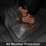 CAR PASS Heavy Duty Rubber Car Floor Mats, Waterproof Universal Trim-to-Fit Car Mats All Weather Floor Mats for SUV Truck Sedan, Premium Auto Floor Mats Full Set 3 Piece Anti-Slip, Solid Pure Black