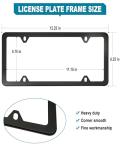 RCKJNJ Matte Black License Plate Frames- Aluminum Metal Car Tag Holder, 2 Pack Slim Front Rear Frames with Screw Caps, Car Door Stickers