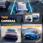 Dash Cam Front and Rear Dash Camera WiFi/APP Control Car Camera with 64G Card 2.5K Front Dash Cam+1080P Rear Dashcams with Super Night Vision, Loop Recording, G-Sensor