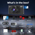 Dash Cam Front and Rear Dash Camera WiFi/APP Control Car Camera with 64G Card 2.5K Front Dash Cam+1080P Rear Dashcams with Super Night Vision, Loop Recording, G-Sensor