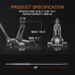 Torin ATZ830023B-2 Heavy Duty Hydraulic Steel Service Jack: Includes Dual Piston Quick Lift Pump and Detachable Handle, 6,000 LBS Capacity (3 Ton), Black