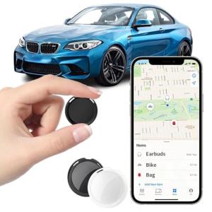 2 Pack Mini GPS Trackers for Vehicles Work with Find My (iOS Only) Real Time Car Tracker Tags Hidden Car Locator Tracking Device Global Coverage No Monthly Fee or Subscription No SIM Card Required