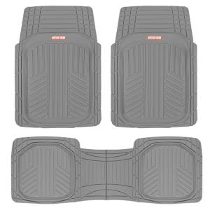 Motor Trend FlexToughXL Floor Mats for Cars Full Set, All-Weather Rubber Automotive Floor Mats, Waterproof Heavy Duty Car Mats, Flexible Floor Liners for Car Truck Van SUV, Car Floor Mats (Gray)
