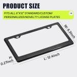 DCRCFIBER Real Carbon Fiber License Plate Frame, 100% Pure Carbon Fiber Frame, Black License Plate Holder Cover with Screw Caps, Anti-Vibration Pads, (Twill 2 Hole)