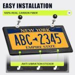 DCRCFIBER Real Carbon Fiber License Plate Frame, 100% Pure Carbon Fiber Frame, Black License Plate Holder Cover with Screw Caps, Anti-Vibration Pads, (Twill 2 Hole)