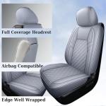 Coverado Toyota Tundra Seat Covers, Leather Car Seat Covers Full Set Automotive Seat Covers Protector Compatible with 2007-2021 Toyota Tundra Crew/Crewmax/Extended/Double Cab(Gray)
