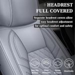 Coverado Toyota Tundra Seat Covers, Leather Car Seat Covers Full Set Automotive Seat Covers Protector Compatible with 2007-2021 Toyota Tundra Crew/Crewmax/Extended/Double Cab(Gray)