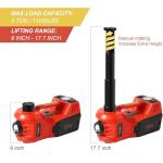 Electric Car Jack Kit 5 Ton 12V Floor Jack with Impact Wrench and Tire Inflator Pump Portable Hydraulic Car Jack for SUV Sedans Tire Change with LED Light, Lifting Height 6 to 17.7 Inch