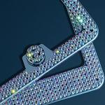 Newzon AB Rhinestone License Plate Frame for Women, 2 Pack Sparkly Luxury Colorful Glass Diamond Car Tag Frame with Diamond Cap Screw Set Glitter AB License Plate Frame Iridescent Bling for Women Gift