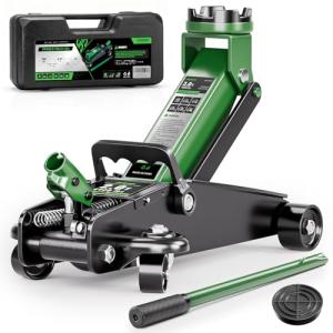 AUTOWN 2 Ton Low Profile Floor Jack - 4.9-11.8 Inch Lifting Range for Sedans & Sports Cars, Heavy Duty Hydraulic Car Jack, 4000 lbs Capacity with Non-Slip Pad & Carry Case