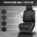 CAR PASS Waterproof Car seat covers Front Seats covers Neoprene Wetsuit, All-Weather Non-Slip Durable, Universal Fit for SUV Sedans Trucks Vans Automotive, Armrest Airbag Compatible, 3D Emboss 2 Black