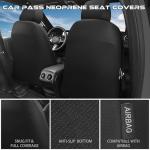 CAR PASS Waterproof Car seat covers Front Seats covers Neoprene Wetsuit, All-Weather Non-Slip Durable, Universal Fit for SUV Sedans Trucks Vans Automotive, Armrest Airbag Compatible, 3D Emboss 2 Black