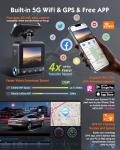 Sarmert C1 5K Dash Cam Front - Built-in GPS and 5G WiFi, Sony STARVIS Sensor, HDR Night Vision Car Camera, 5K/4K/2.5K UHD Dash Camera for Cars, Loop Recording, WDR, G-Sensor, 24H Parking Mode