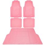 CAR PASS Heavy Duty Rubber Floor Mats Pink Car Mats Full Set with Trunk Cargo Liner - Universal Waterproof Floor Mats for Car SUV Truck, Durable All Weather Liner Mats Automotive Women (All Pink)