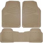 CAR PASS Rubber Car Mats, Waterproof Car Floor Mats All Weather Car Mat Full Set 3 Piece, Tan Automotive Floor Mat Trim to Fit for Cars Sedan SUVs Trucks, Anti-Slip Easy Clean, All Beige