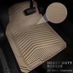 CAR PASS Rubber Car Mats, Waterproof Car Floor Mats All Weather Car Mat Full Set 3 Piece, Tan Automotive Floor Mat Trim to Fit for Cars Sedan SUVs Trucks, Anti-Slip Easy Clean, All Beige