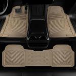 CAR PASS Rubber Car Mats, Waterproof Car Floor Mats All Weather Car Mat Full Set 3 Piece, Tan Automotive Floor Mat Trim to Fit for Cars Sedan SUVs Trucks, Anti-Slip Easy Clean, All Beige
