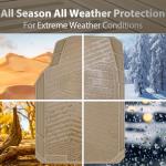 CAR PASS Rubber Car Mats, Waterproof Car Floor Mats All Weather Car Mat Full Set 3 Piece, Tan Automotive Floor Mat Trim to Fit for Cars Sedan SUVs Trucks, Anti-Slip Easy Clean, All Beige