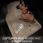 CAR PASS Rubber Car Mats, Waterproof Car Floor Mats All Weather Car Mat Full Set 3 Piece, Tan Automotive Floor Mat Trim to Fit for Cars Sedan SUVs Trucks, Anti-Slip Easy Clean, All Beige