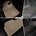 CAR PASS Rubber Car Mats, Waterproof Car Floor Mats All Weather Car Mat Full Set 3 Piece, Tan Automotive Floor Mat Trim to Fit for Cars Sedan SUVs Trucks, Anti-Slip Easy Clean, All Beige