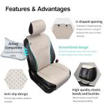2pcs Sideless Car Seat Covers for All Seasons - Breathable Front Seats Cushions Non-Slip Bottom with Headrest Protectors - Universal Carseat Cover Fits for Most Vehicles Cars Van SUV Truck Beige