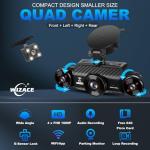 4 Channel Dash Cam 360 Degree View 5G WiFi & APP Control, WIZACE 2K Front and Rear Inside, Left Right Dash Camera for Cars Free 64GB TF Card, G-Sensor, Night Vision, 24H Parking Mode