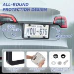 License Plate Protector 2PCS, Clear License Plate Cover & Frames, Rust-Proof Auto Car License Plate Covers and Frames Holder with Screws & Caps, Universal Tag Cover for License Plate (Black)